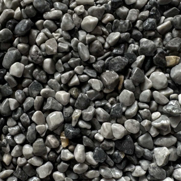 Steinteppich Epoxidharz Set Innen & Außen (ca. 28kg / 2-2,5m²) | Grigio Bardiglio | 25kg 2-4mm Marmorkies + 3L, 2K Epoxidharz Bindemittel | Für Balkon, Terrasse, Treppen, Garage