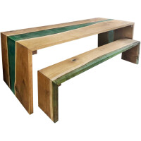 Epoxidharz River Table mit Sitzbank Set  gallery