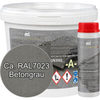 Mortero epoxi 2K para hormigón, solera y suelo con cuarzo - reparación y relleno 1 kg aprox. RAL 7023 Gris hormigón | DIPOXY