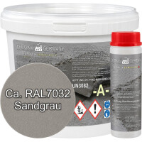 Mortero epoxi 2K para hormigón, solera y suelo con cuarzo - reparación y relleno 5 kg aprox. RAL 7032 Gris arena | DIPOXY